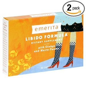 Emerita Libido Formula avec Ginkgo et Muira Puama, Caplets, 30-Count Bouteilles (pack de 2)