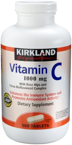 Kirkland Vitamin C with Rose Hips and Citrus Bioflavonoid Complex (1000 mg), 500-Count Tablets