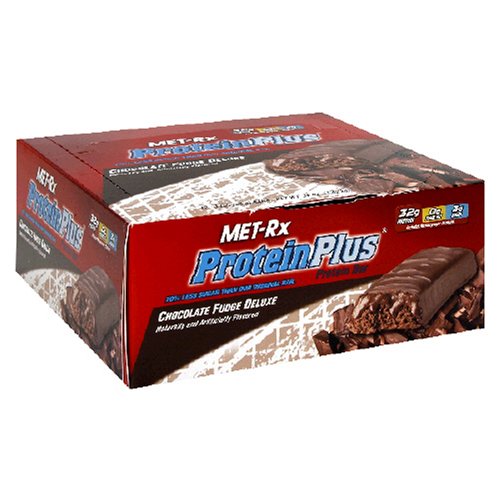 Met-Rx Protein Plus Protein Bar, Chocolate Fudge Deluxe, 3-Ounce Bars (Pack of 12)