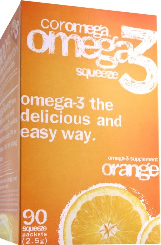 Coromega supplément d'oméga-3, saveur d'orange, paquets Compression, 90-Count Box