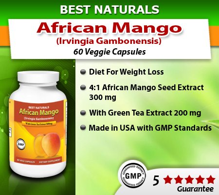 Meilleur Naturals mangue africaine avec le thé vert, Mg, 500 mg, 60 capsules Vegi (Afrique extrait de graine de mangue (4:1) équivalent à 2000mg de mangue africaine pure (Irvingia Gambonensis)