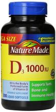 Nature Made vitamine D3 1000 UI,