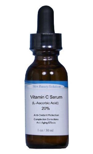 Beauté de la peau Solutions vitamine C Sérum Peau 20% (acide L-ascorbique) - 1 Oz (comparer à Obagi, SkinCeuticals et Cellex c) Intense protection antioxydante Complection Correction,, et l'âge de contrôle