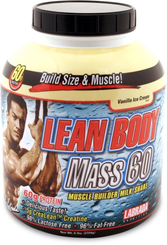 Nutrition Labrada Lean Body Mass 60 des protéines du muscle Builder poudre, la crème glacée à la vanille, 6 livres-Tub
