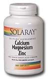 Solaray - Zinc Magnésium, Calcium, 250 capsules