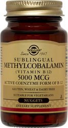 Solgar - méthylcobalamine (vitamine B12) - 5000 mcg - 60 pépites