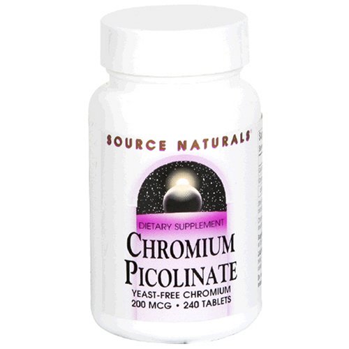 Source Naturals picolinate de chrome, 200mcg, 240 Tablets (Pack de 2)