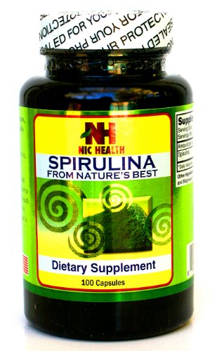 100% Natural Spirulina, Best Anti-Oxidant & Anti-Cancer & Antibiotic, 500mg , 100 Capsules