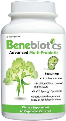 Benebiotics 18-strain Multi-probiotic Supplement with Lactobacillus Acidophilus, Bifidobacterium Infantis, Saccaharomyces Boulardii, and Prebiotic