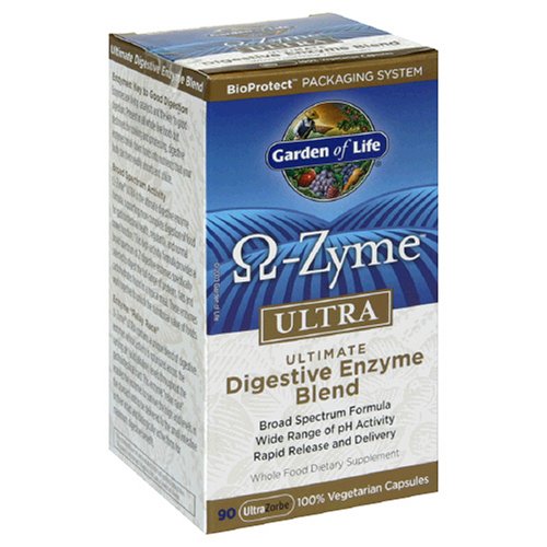 Garden of Life Omega-Zyme Ultra Ultimate Digestive Enzyme Blend, Capsules, 90-Count Bottle