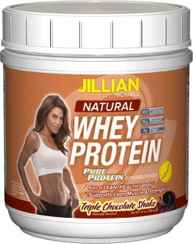 Jillian Michaels Pure Protein,   Natural Whey Protein, Triple chocolate Shake, 14 Ounce Tub