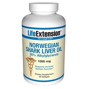 Life Extension Norwegian Shark Liver Oil 1000mg Softgels, 30-Count