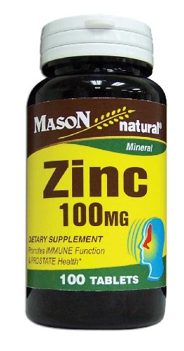 Mason Vitamins Zinc 100 Mg Tablets, 100-Count Bottles (Pack of 3)