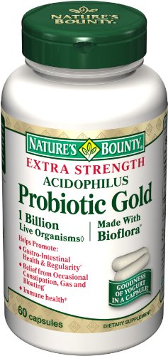 Nature's Bounty Extra Strength Acidophilus Probiotic Gold Capsules, 60-Count