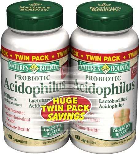 Nature's Bounty Probiotic Acidophilus Capsules Twin Pack, 200 Count