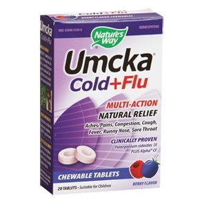 Nature's Way Umcka Cold and Flu Chewable, Berry, 20 Count