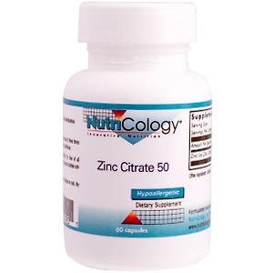 Nutricology Zinc Citrate 50 Mg, Vegicaps, 60-Count