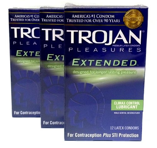 Préservatifs Troie étendue de plaisance haut de gamme en latex, lubrifiant Climax Control, 36 préservatifs
