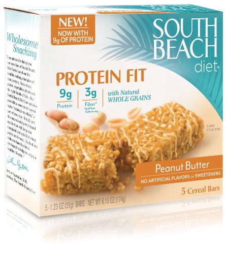 South Beach Diet Protein Fit Cereal Bar, Peanut Butter, 5-Count (Pack of 8)