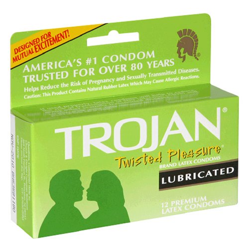 Twisted Troie préservatifs en latex de plaisance, lubrifiés, 12-Count Boîtes (Pack de 3)