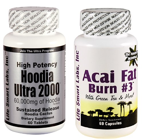 Combo ACAI Fat Burn n ° 3 et Hoodia Ultra Diet Pill 2000 avec le thé vert, de pamplemousse, de cidre de pomme, et plus encore pour la perte de poids et de 2000mg de Hoodia