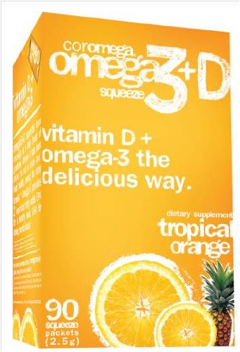 Coromega Omega3 Compression avec vitamine D3, Tropical orange, 90 Count