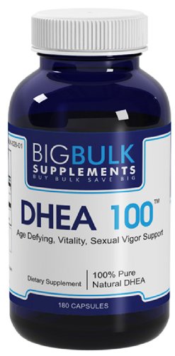 DHEA 100 Soutien équilibre hormonal pour hommes et femmes vrac Big suplements DHEA 100mg 180 Capsules 1 Bouteille