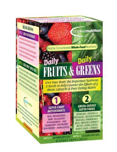 Fruits de nutrition appliquée quotidiennes et les Verts quotidiennes, 28 gélules liquides chacune de fruits et légumes