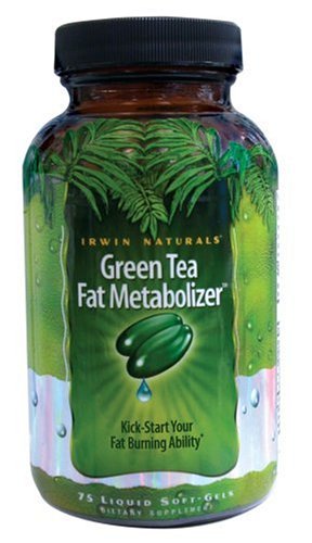Irwin Naturals Green Tea Fat métaboliseur alimentaires Caps Liquid Gel Supplément, 75-Count Bouteilles (Pack de 2)