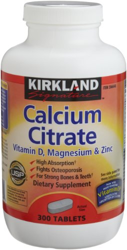 Kirkland Signature de citrate de calcium vitamine D, magnésium et de zinc, 300-Comprimés, 5,0 onces