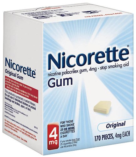 La gomme Nicorette, Original, 4 mg, 170 Boîte comte