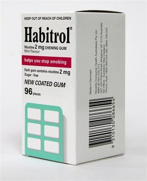 La nicotine Habitrol Quit Smoking Gum, 2 mg, gomme Arôme menthe enrobé. 96 pièces par boîte