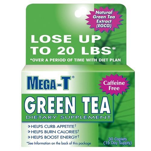Mega-T complément alimentaire verts Caplets extrait de thé, sans caféine, 30-Count Boxes (Pack de 4)