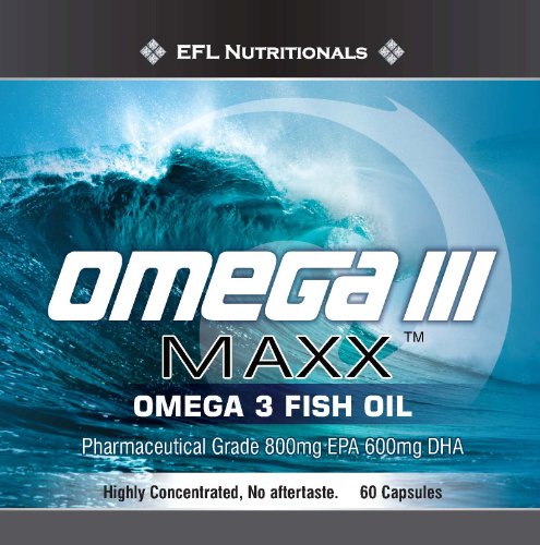 OMEGA III Maxx - Omega 3 Huile de poisson pharmaceutique de qualité. Récolté dans les eaux norvégiennes, les anchois sauvages capturés et les sardines. 1500mg (800mg EPA, DHA 600mg)
