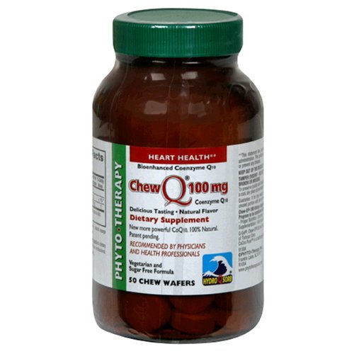 Phyto-thérapie Chew Q Bioamélioration coenzyme Q10, 100 mg, gaufres Chew, 50 plaquettes