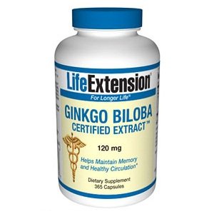 Prolongation de la vie de Ginkgo Biloba, 120mg, capsules, 365-Count