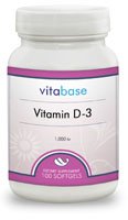 Vitabase Vitamine D-3 pour l'ostéoporose et la gestion du poids (1000 UI) 100 gélules.