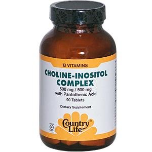 Choline Inositol Vie Pays 500 mg/500 mg Acide pantothénique, 90-Count