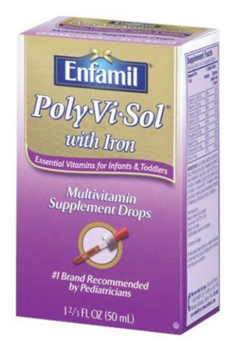 Enfamil Poly-Vi-Sol avec supplément multivitaminique Gouttes de fer pour nourrissons et enfants en bas âge, 1 Bouteilles 2/3-Ounce (50ml) (pack de 2)
