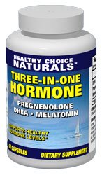 Supplément hormone de 3-en-1 - DHEA, mélatonine et prégnénolone, les hormones nécessaires pour une santé optimale et vitalité - 60 capsules / 2 mois d'approvisionnement