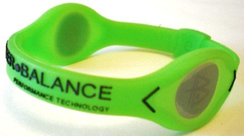 Power Balance Bracelet vert au néon avec Volt Argent / Noir métallisé holographique (Moyen)