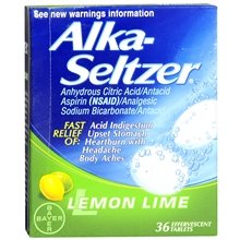Alka-Seltzer Antiacide / analgésique Effervescent Tablets Lemon Lime 36,0 ch. (Quantité de 6)