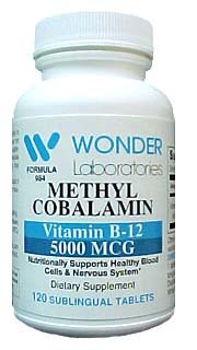 Méthylcobalamine B12, la vitamine B-12 Sublingual 5000mcg - 120 Comprimés