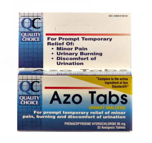 Qualité Choice azoïques onglets urinaires 95mg analgésiques. Tablet 32 ​​comptes, boîtes (Pack de 4)