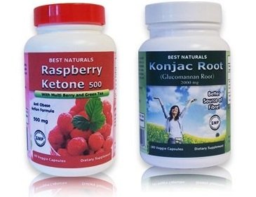 Meilleures Naturals racine Konjac Glucomannan Racine, 2000 mg, 180 capsules végétariennes & Meilleur cétone framboise Naturals, 500 mg, 60 Veggie Capsules Bogo pack
