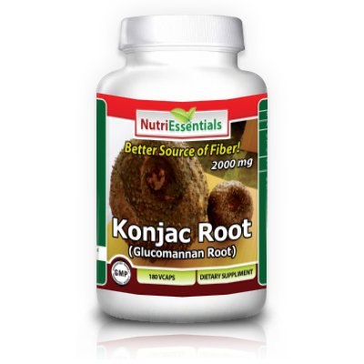 Nutri Essentials Konjac Glucomannan Racine Racine, 2000 mg par portion, 180 capsules végétariennes