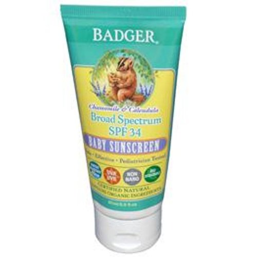 Badger Chamomile and Calendula Broad Spectrum SPF 34 Baby Sunscreen 2.9 oz