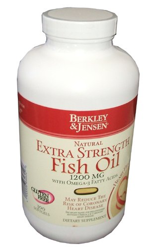 Berkley et Jensen naturelle de poissons Huile Extra Strength 1200 mg Avec Acides gras oméga 3 300 gélules par flacon