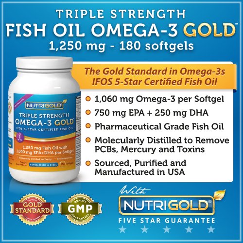 Oméga-3 Triple Strength Gold (1060 mg d'oméga-3 par gélule), 1200 mg, 180 gélules