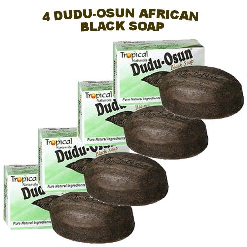 Dudu-Osun africain Savon Noir (100% pur) Paquet de 4